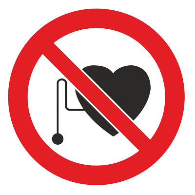Знак - Запрещается работа (присутствие) людей со стимуляторами сердечной деятельности Р-11